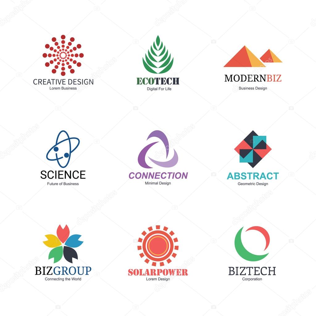 Abstract logo icons design, vector minimal for business identity, isolated on white background