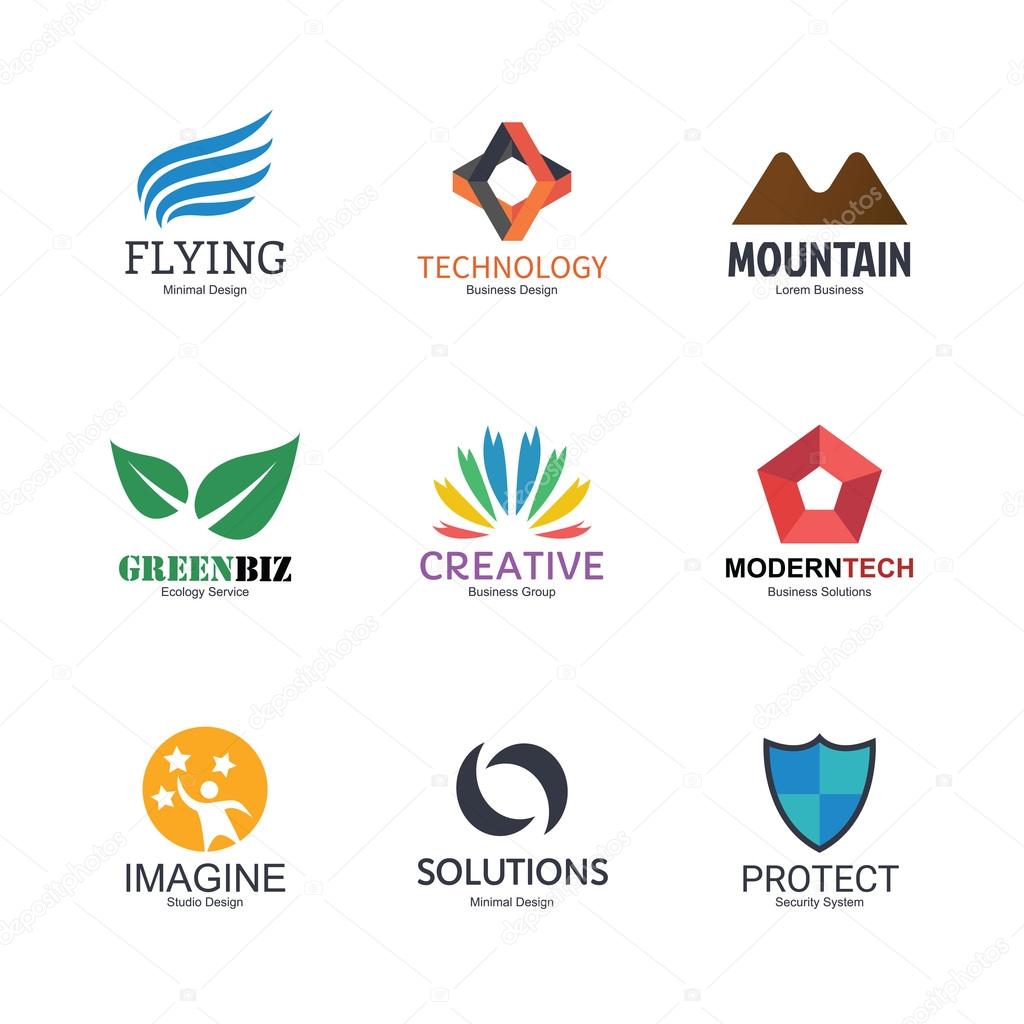 Abstract logo icons design, vector minimal elements for business identity, isolated on white background