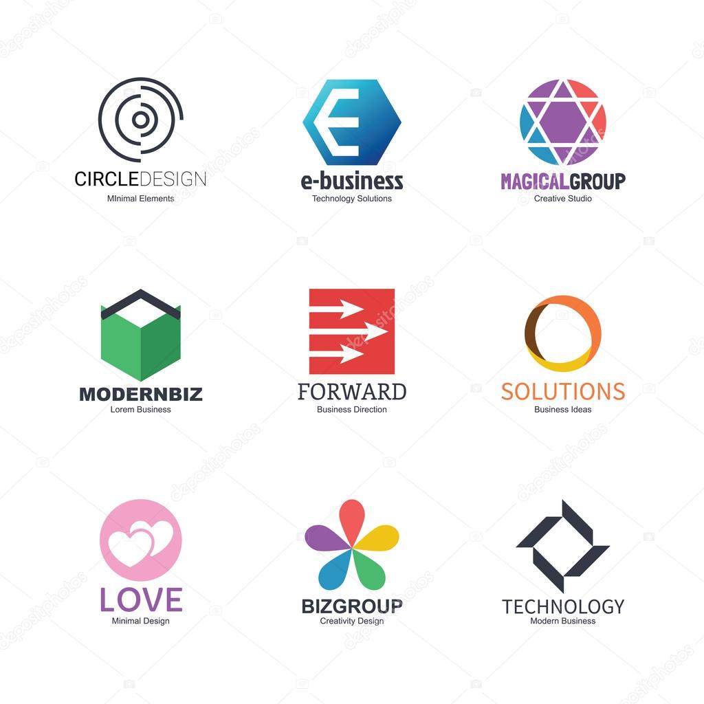 Abstract logo icons design, vector minimal elements for business identity, isolated on white background