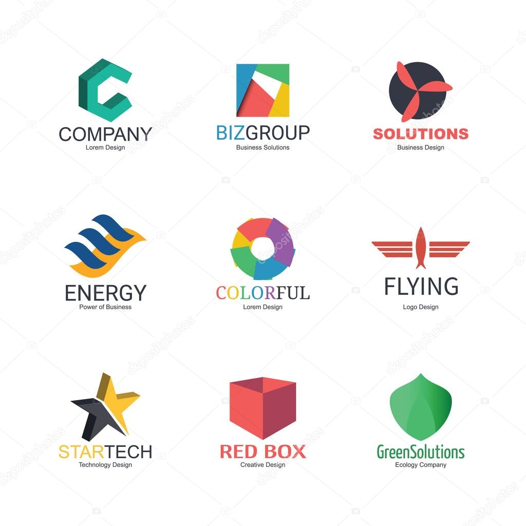 Abstract logo icons design, vector minimal elements for business identity, isolated on white background