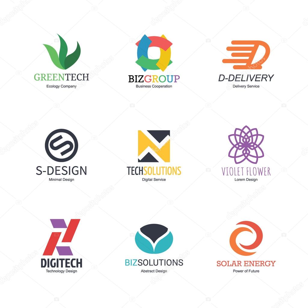 Abstract logo icons design, vector minimal elements for business identity, isolated on white background