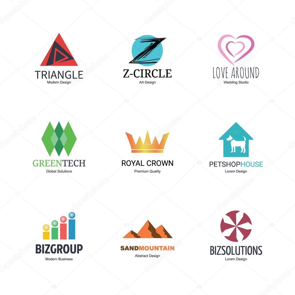 Abstract logo icons design, vector minimal elements for business identity, isolated on white background
