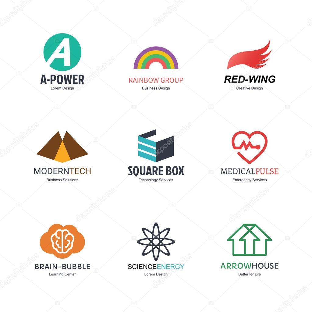 Abstract logo icons design, vector minimal elements for business identity, isolated on white background