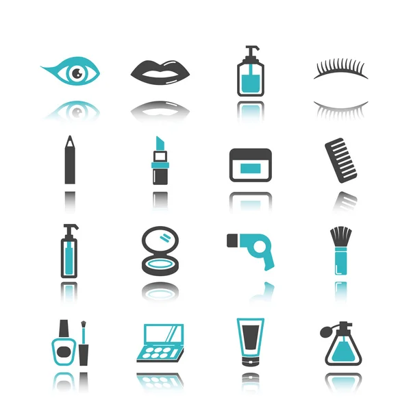 Cosmetische pictogrammen met reflectie — Stockvector