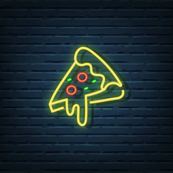 Pizza Neon Zeichen Vektorelemente — Stockvektor