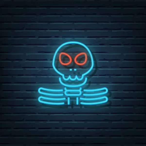 Skeleton Neon Sign Vector Elements — 스톡 벡터