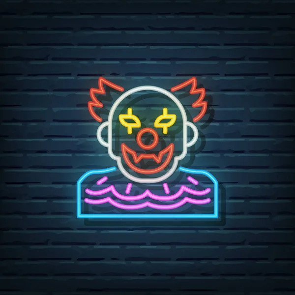 Halloween Clown Neon Sign Vector Elements — Stockový vektor