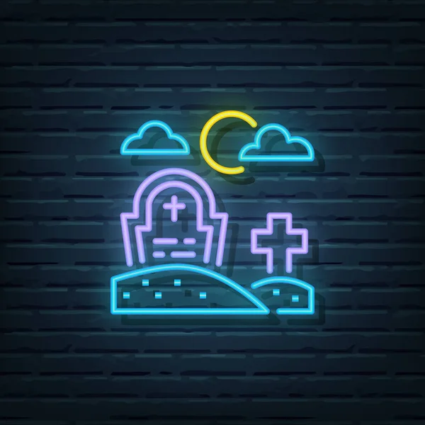 Graveyard Neon Sign Vector Elements Ilustrações De Stock Royalty-Free