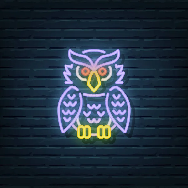 Owl Neon Sign Elementos Vectoriales Vector de stock