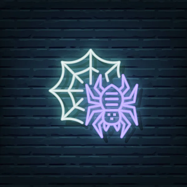 Spider Neon Νοηματική Διανυσματικά Στοιχεία Royalty Free Εικονογραφήσεις Αρχείου
