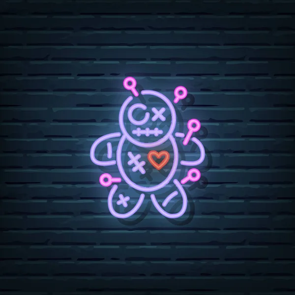 Voodoo Doll Neon Sign Vector Elements Vetor De Stock