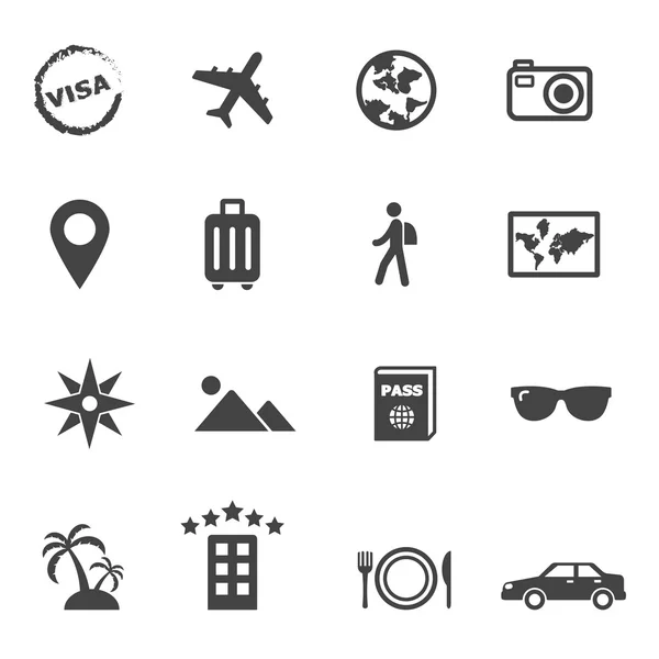 Iconos de viajes y vacaciones — Vector de stock