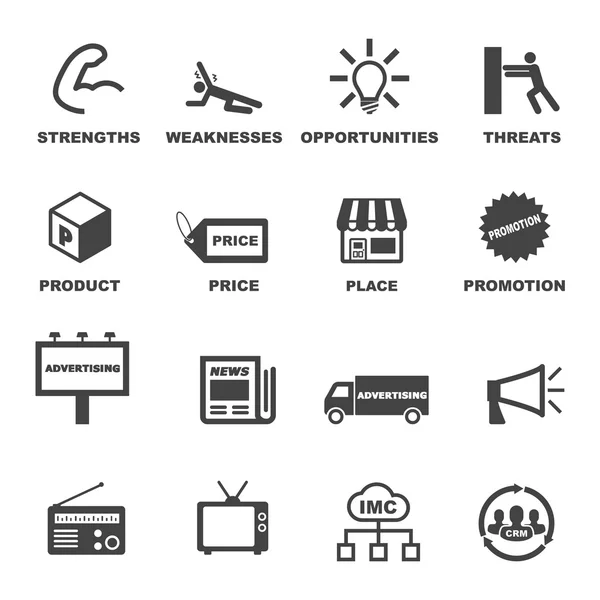 Iconos de marketing y publicidad — Vector de stock