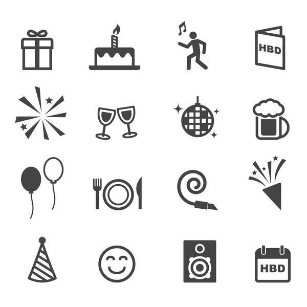 Iconos de fiesta de cumpleaños — Archivo Imágenes Vectoriales