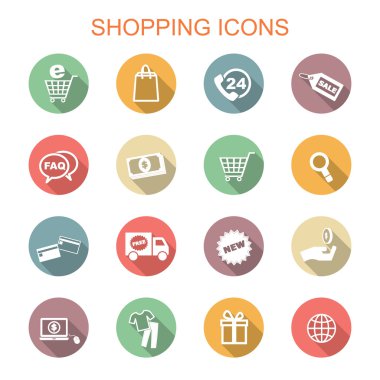 alışveriş uzun gölge simgeleri