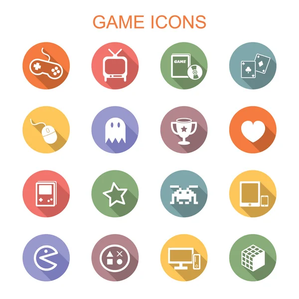 Game long shadow icons — Stock Vector