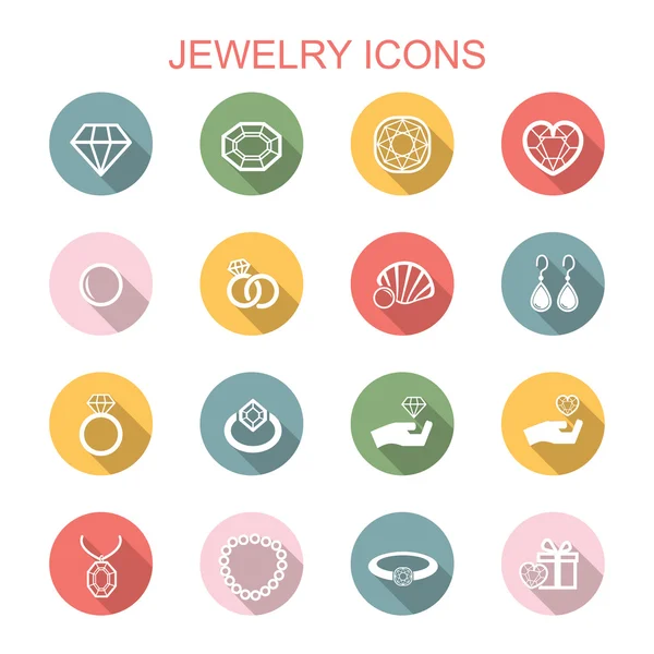 Joyas iconos sombra larga — Vector de stock