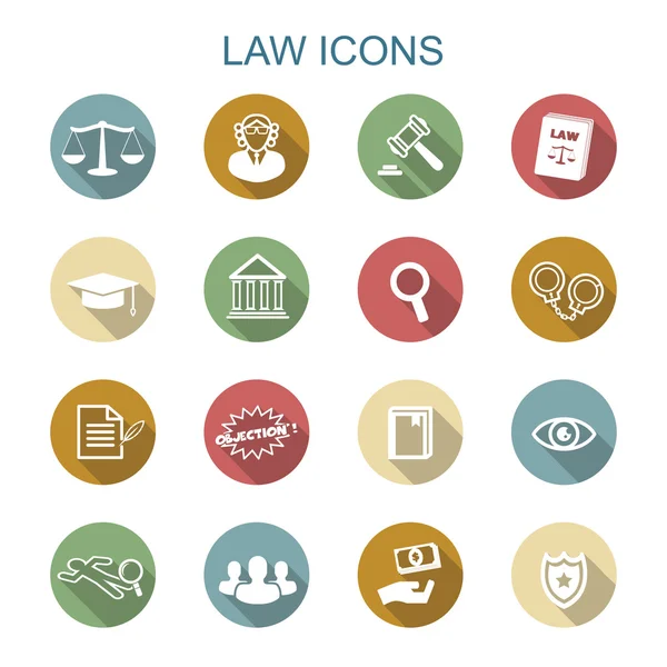 Law long shadow icons — Stock Vector