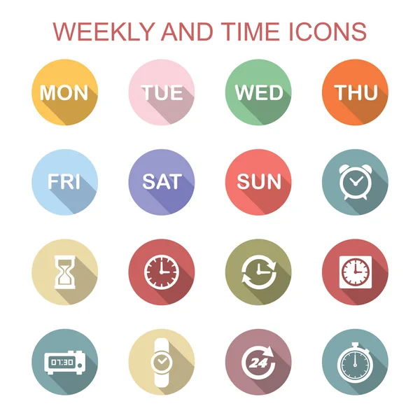 Weekly and time long shadow icons — Stock Vector