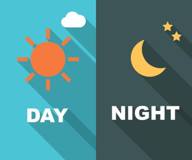day and night long shadow flat clipart