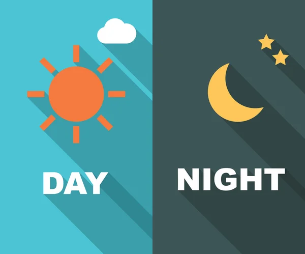 Day and night long shadow flat — Stock Vector