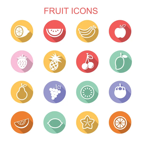 Fruit long shadow icons — Stock Vector