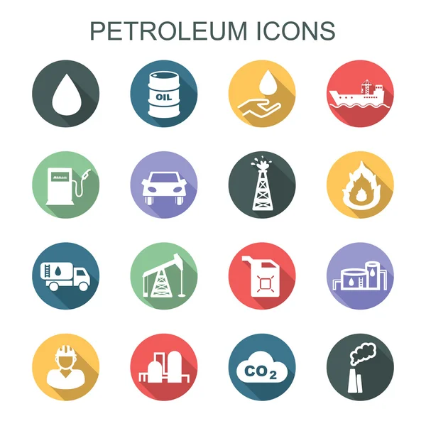 Pétrole longues icônes ombre — Image vectorielle