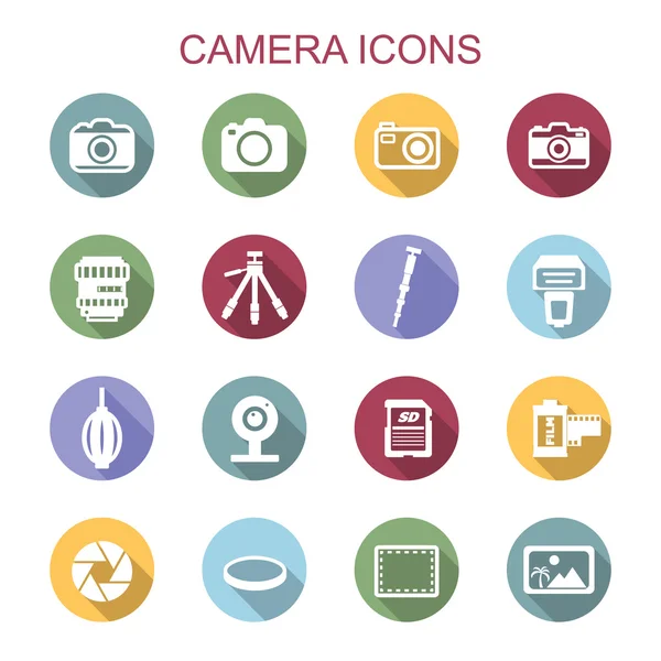 Camera long shadow icons — Stock Vector