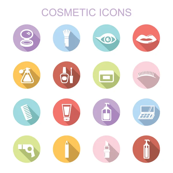 Iconos cosméticos sombra larga — Vector de stock