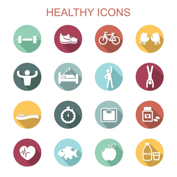 Healthy long shadow icons — Stock Vector