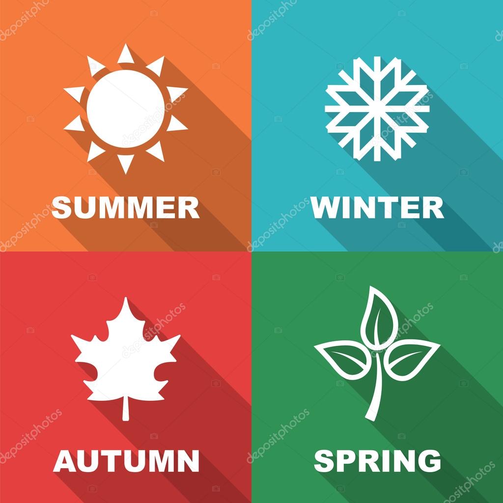 Season long shadow flat, vector symbols