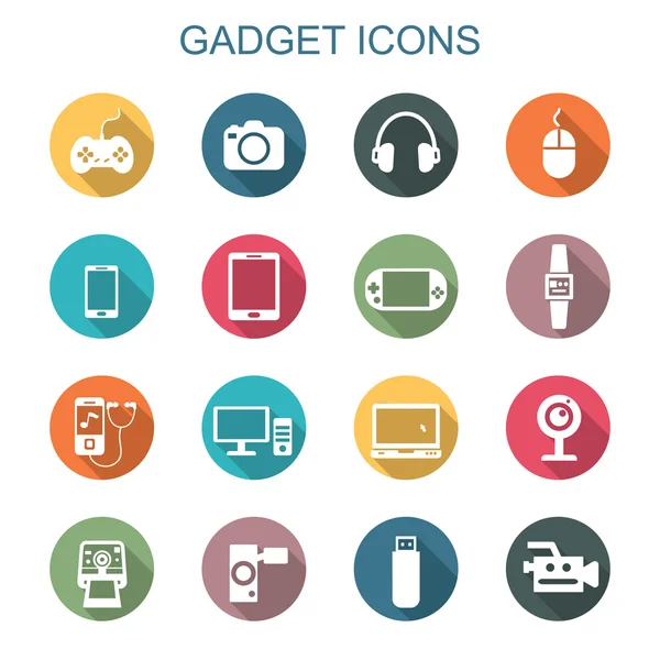 Gadget largo sombra iconos — Archivo Imágenes Vectoriales