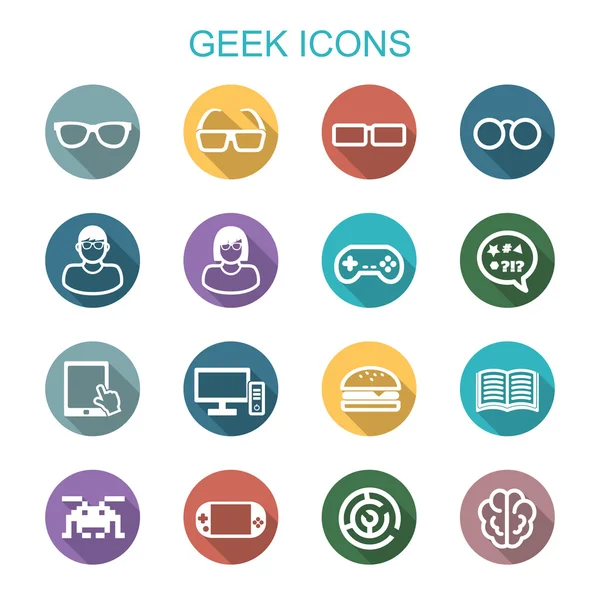 Geek largo sombra iconos — Archivo Imágenes Vectoriales