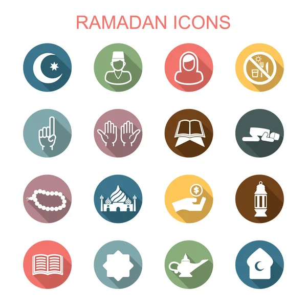 Ícones de sombra longa ramadan — Vetor de Stock