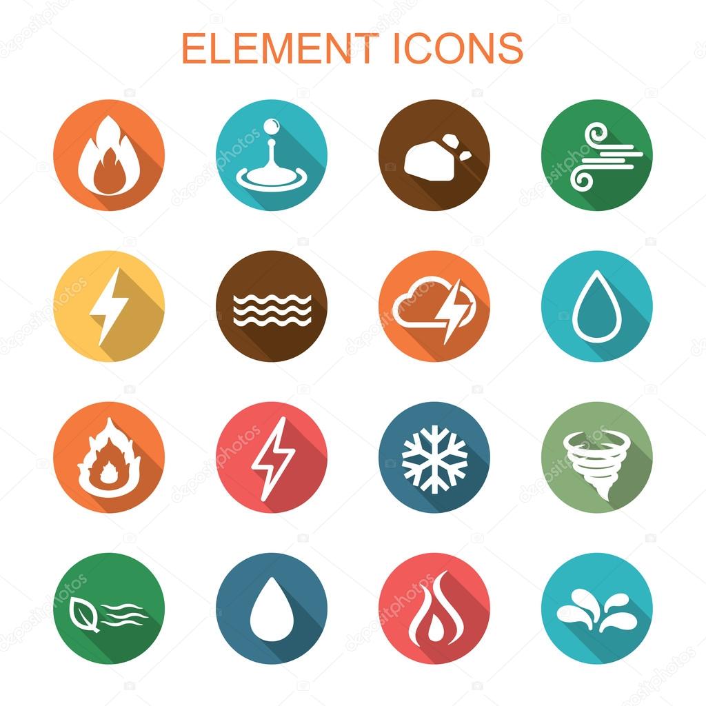 Element long shadow icons, flat vector symbols