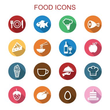 food long shadow icons clipart