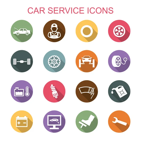 Auto service lange schaduw pictogrammen — Stockvector