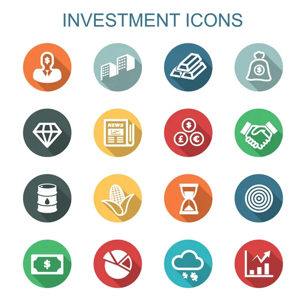 Investeringen lange schaduw pictogrammen — Stockvector