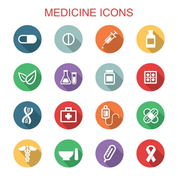 Medicine long shadow icons — Stock Vector