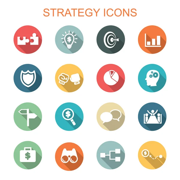 Stratégie longue ombre icônes — Image vectorielle