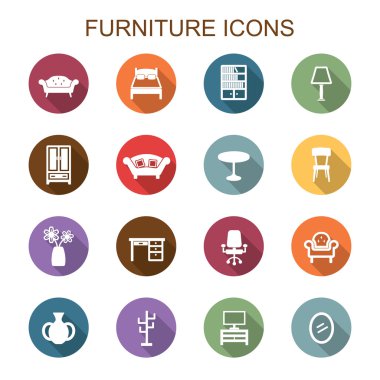 furniture long shadow icons clipart