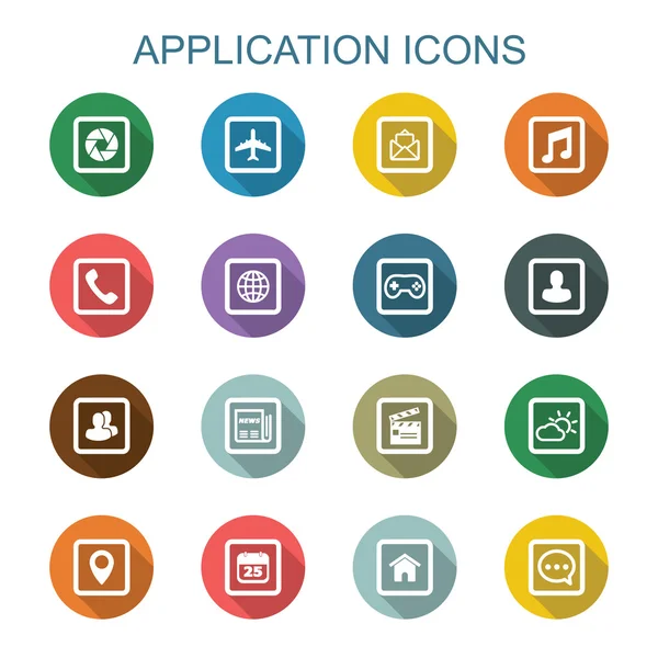 Application long shadow icons — Stock Vector