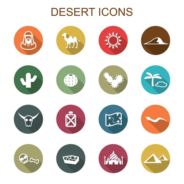 Desert lange schaduw pictogrammen — Stockvector