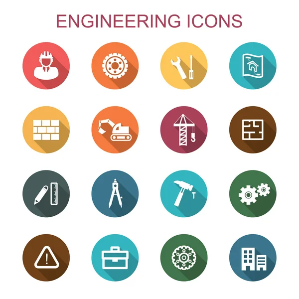 Ingeniería iconos sombra larga — Vector de stock