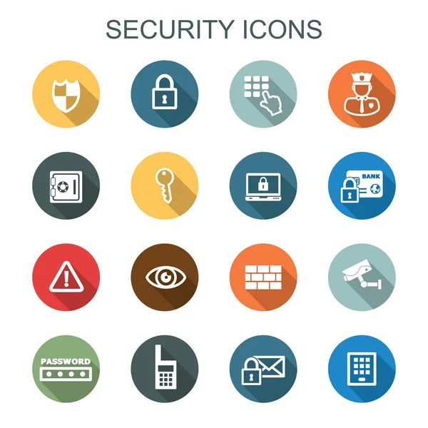 Iconos de seguridad sombra larga — Vector de stock