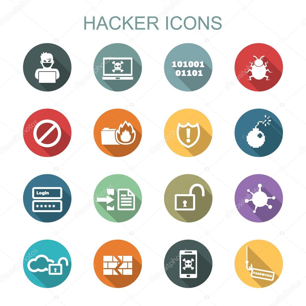 hacker long shadow icons