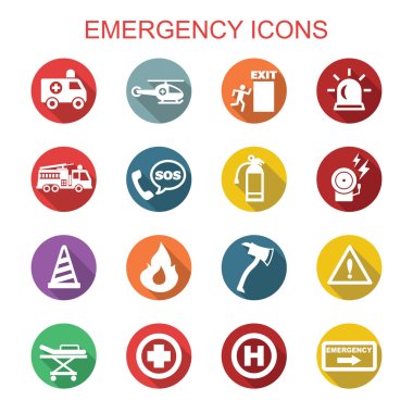 emergency long shadow icons clipart
