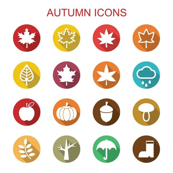 Höstens långa skugga ikoner — Stock vektor