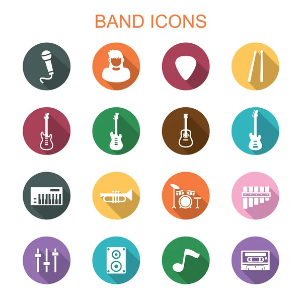 Band long shadow icons — Stock Vector