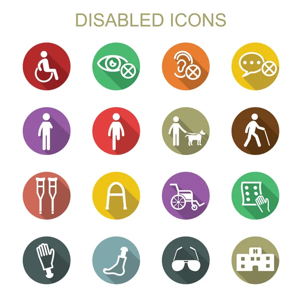 Disabled long shadow icons — Stock Vector